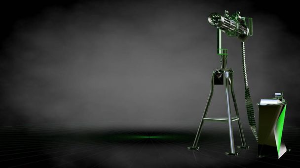 3d renderöinti heijastava ampua ase vihreä hahmoteltu linjat
 - Valokuva, kuva