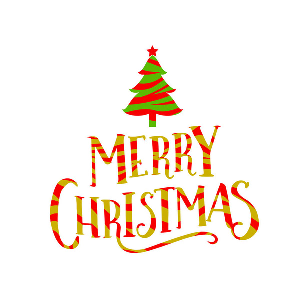 Merry Christmas lettering design with tree.  - Вектор,изображение