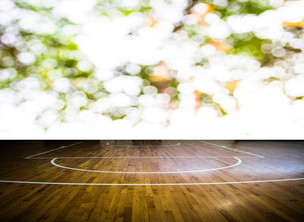  dřevěná podlaha basketbalové hřiště - Fotografie, Obrázek