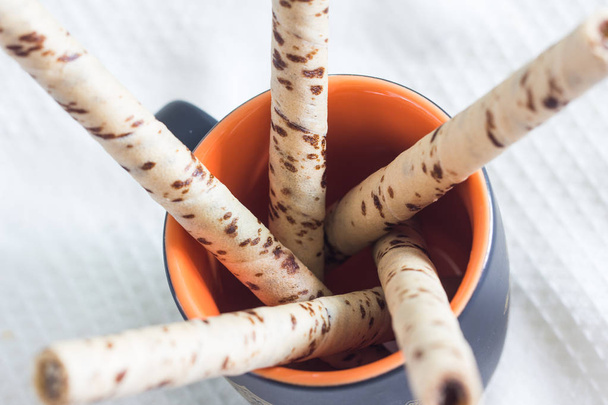 Wafer rolls sticks on cup - Photo, Image