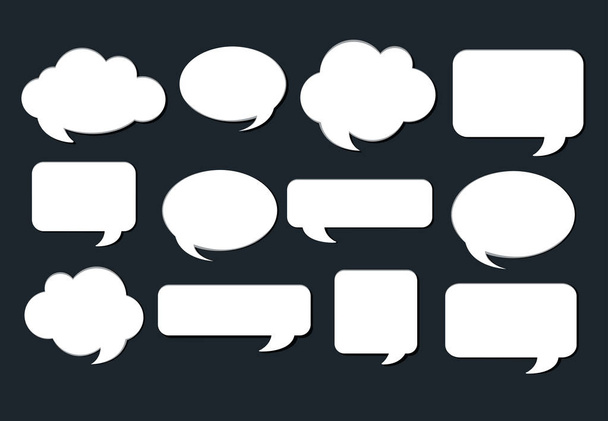 Different design of speech bubbles on black background - Vector, Image