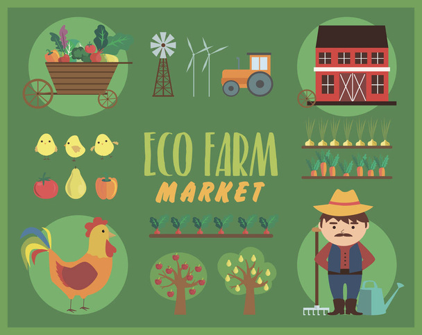 Farm agriculture landscape card - Vector, afbeelding
