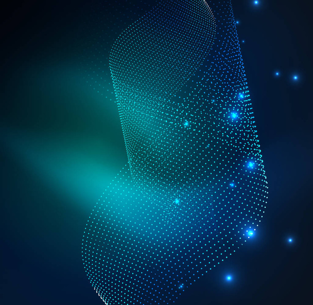 3D világító izzó részecskék hullám - Vektor, kép