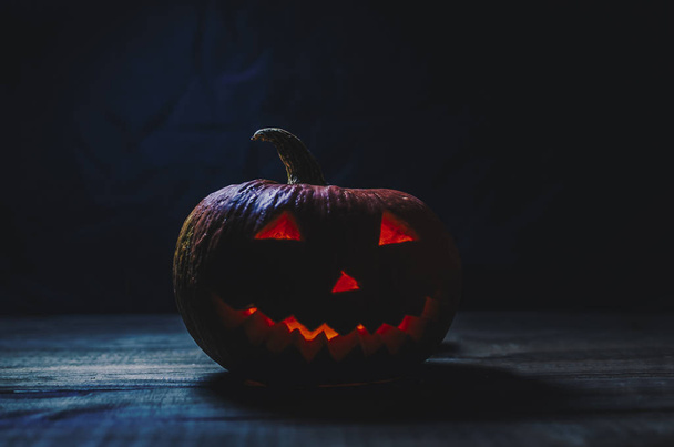 Halloween Pumpkin In Dark - Valokuva, kuva