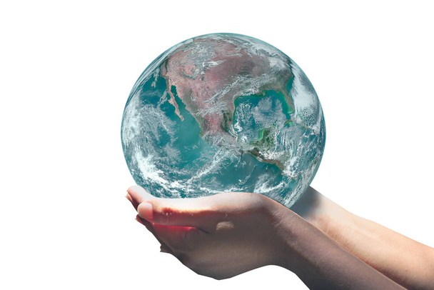 Ανθρώπινα χέρια κρατώντας Globe - Φωτογραφία, εικόνα