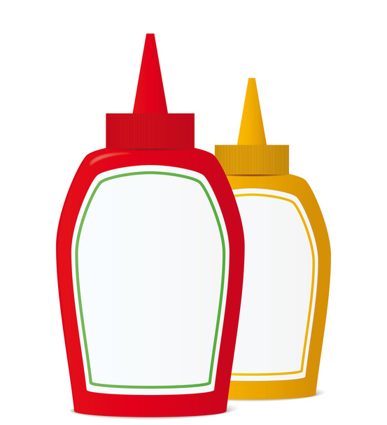 Botellas de ketchup y mostaza
. - Vector, imagen