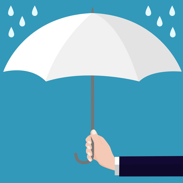 Businessmen holding open white umbrella-Vector flat design - Vector, Image