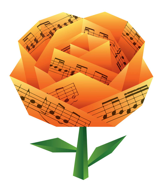 Origami rose avec des notes musicales
. - Vecteur, image