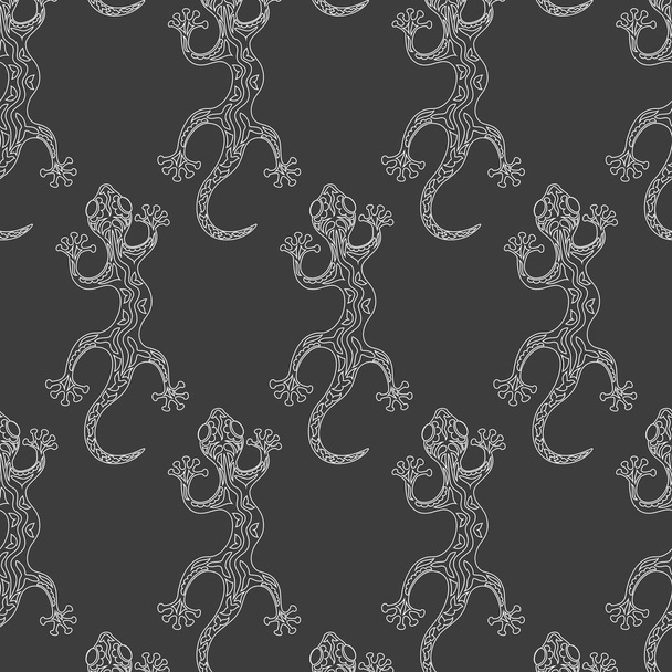 Seamless pattern with lizards on the black background.  - Вектор, зображення
