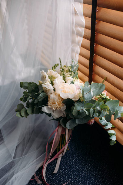 wedding bouquet with veil - Photo, Image