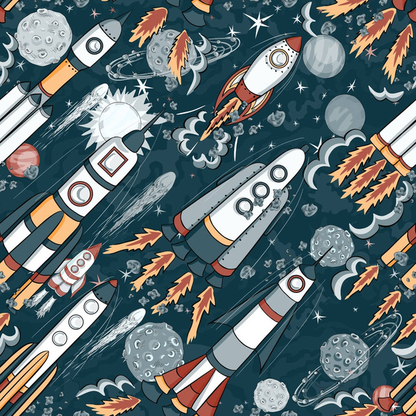 hand drawn space seamless pattern. - Vector, Image