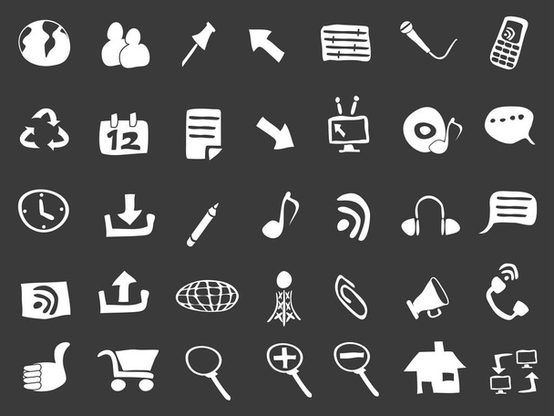 doodle web icons on black background - Vettoriali, immagini
