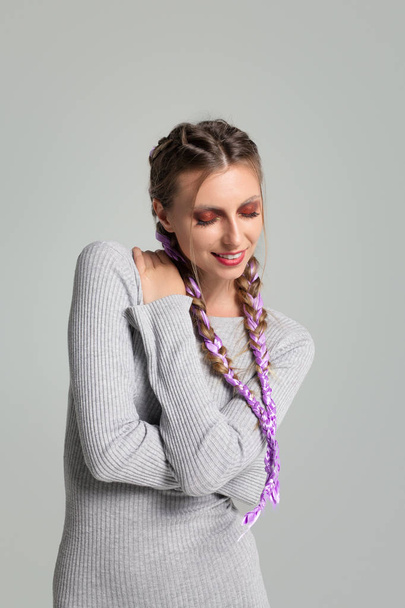 Charming model with braids - Фото, изображение