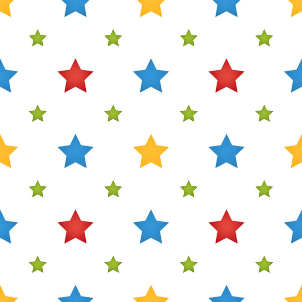 Ιδιαίτερα ελαστικό αστέρι μοτίβο σε χρώματα μπλε, κόκκινο, κίτρινο και πράσινο σε wh - Διάνυσμα, εικόνα