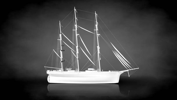 renderowania 3D białe odblaskowe statku na ciemnym tle - Zdjęcie, obraz