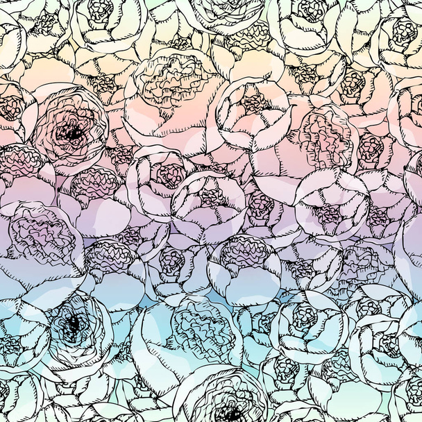 Pion-shaped roses pattern - Vector, Image