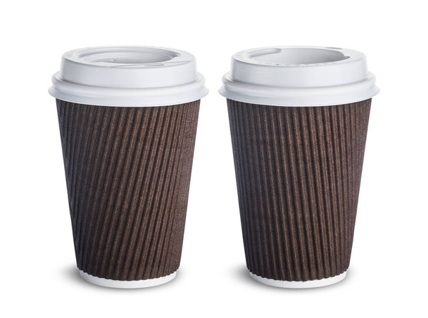 taza de café de papel aislado sobre fondo blanco - Foto, Imagen