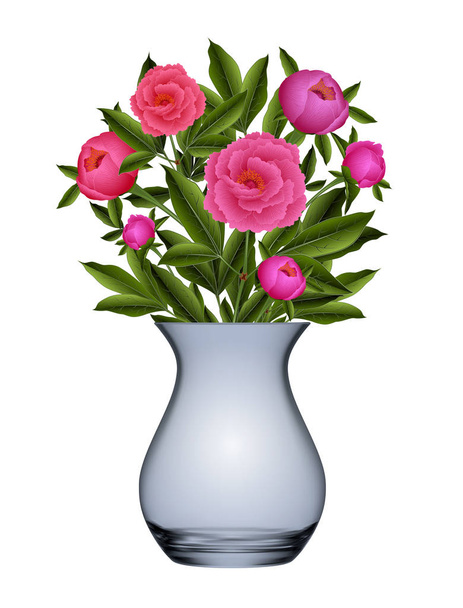 Bazsarózsa virágok vázában - Vektor, kép
