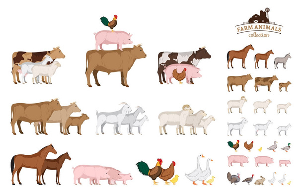 Collection d'animaux de ferme vectoriels isolés sur blanc
 - Vecteur, image