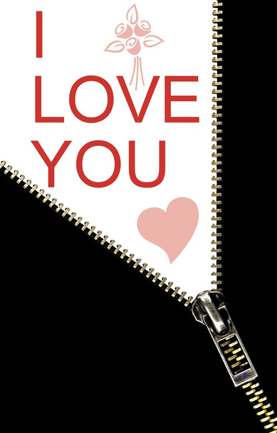 Zipper opening concept with " I love you " text - Фото, изображение