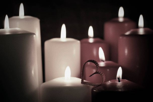 toned love heart shape candle doted - Photo, Image