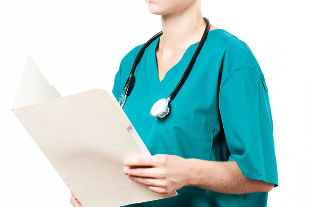 Female doctor with prescription paper - Фото, изображение