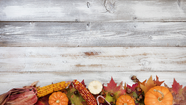Bordure inférieure du feuillage d'automne avec d'autres décorations d'automne sur w
 - Photo, image