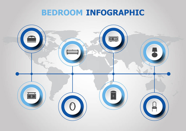 Diseño infográfico con iconos de dormitorio
 - Vector, imagen