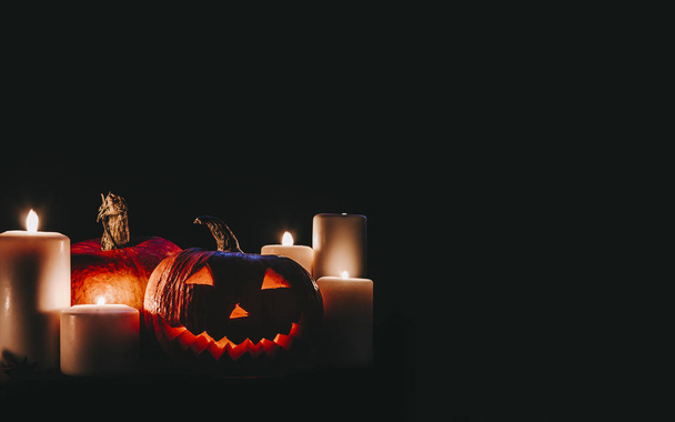 Pampkin And Candles - 写真・画像