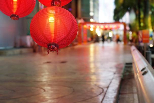 Chińskie latarnie noworoczne w mieście Chiny - Zdjęcie, obraz