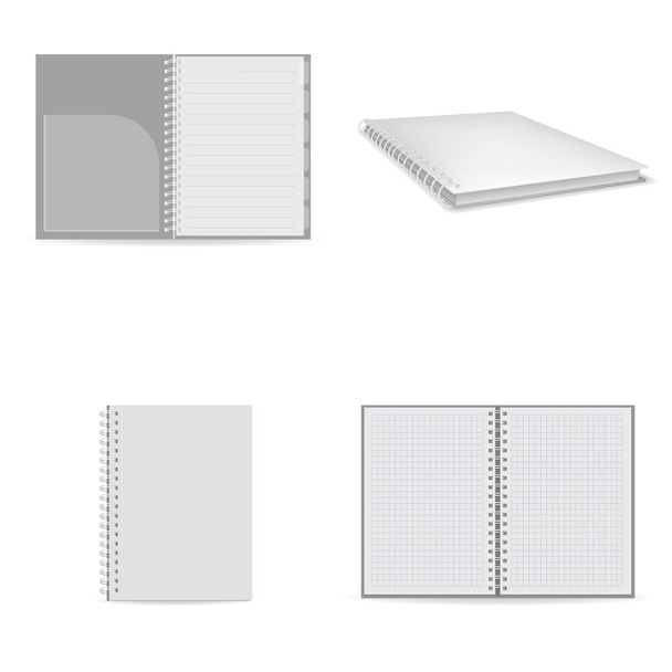 Notebook icons set, realistic style - Vettoriali, immagini