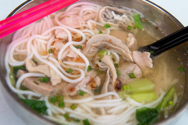 Rice noodle soup with sliced pork - Photo, Image