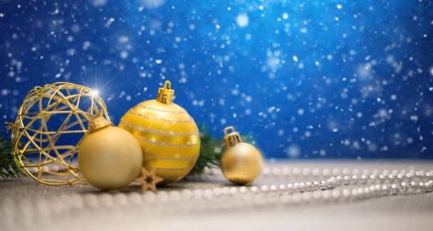 Christmas background with christmas balls, gifts and decoration - Valokuva, kuva