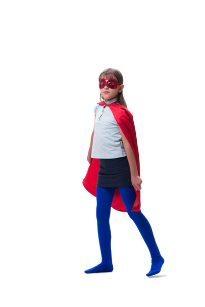 Young girl in super hero concept isolated on white - Fotografie, Obrázek