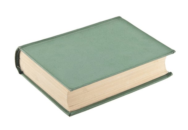 oude groene boek geïsoleerd op witte achtergrond - Foto, afbeelding