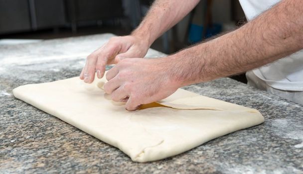 preparation of the puff pastry in the baker - Photo, Image