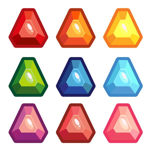 A set of colored triangle gems - Vector, imagen