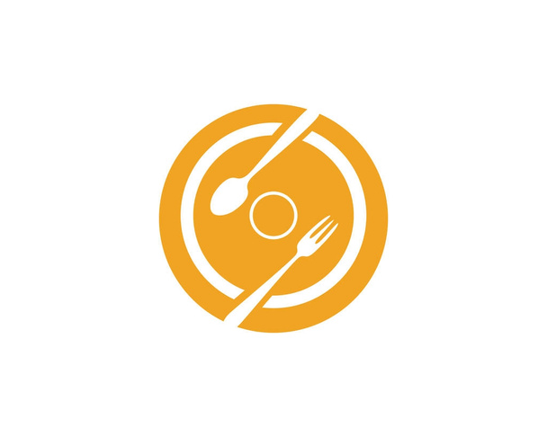 Fork, plate, spoon icon vector - Vektör, Görsel