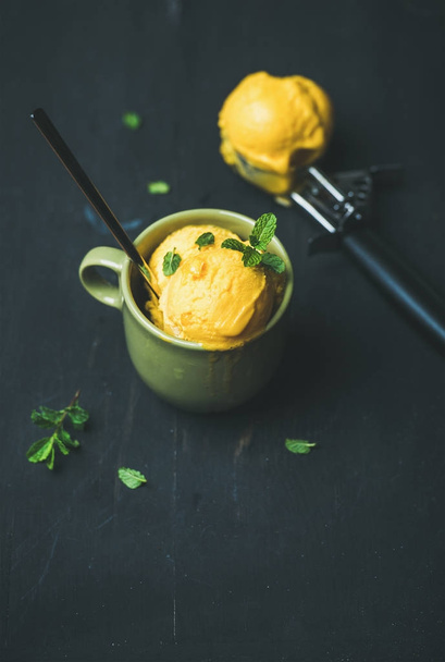 Mango sorbet ice cream  - Photo, image