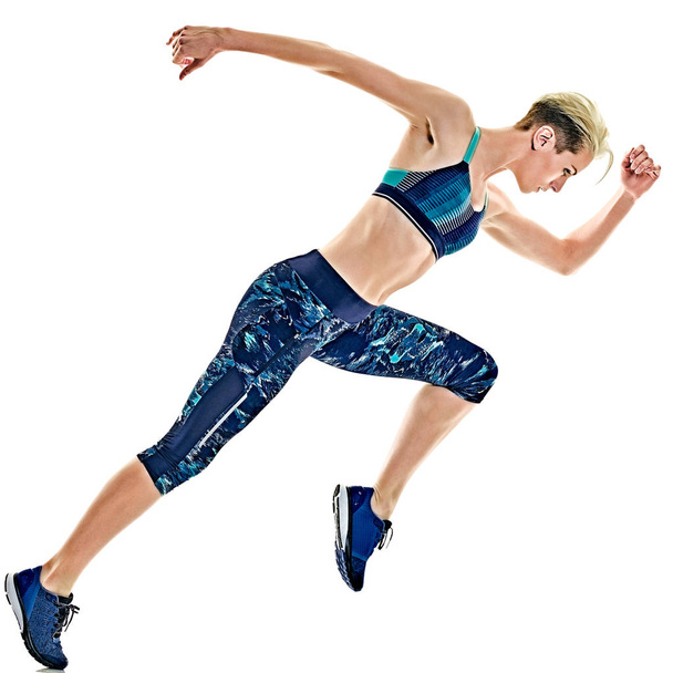 woman runner running jogger jogging isolated white background - Foto, immagini