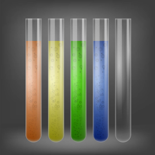 Conjunto de tubos de ensaio químico
 - Vetor, Imagem