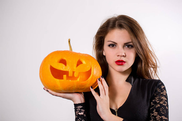 Witch with Pumpkin - Фото, изображение