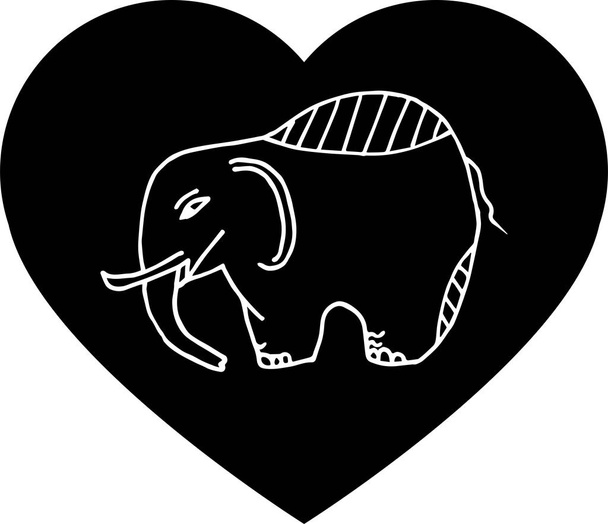 Hand drawn elephant with striped decor - Vector, Image