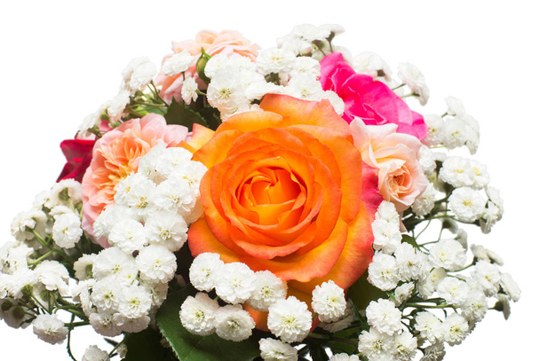 Bouquet di una sposa di belle rose e achillea isolato su whit
 - Foto, immagini