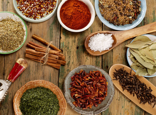 Spices on wood - Photo, Image