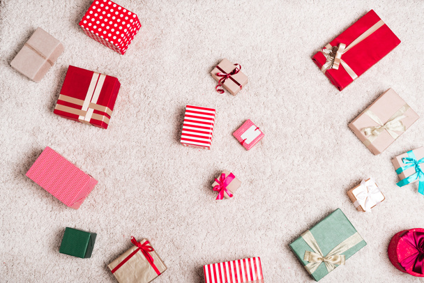 christmas gifts on floor - Photo, Image