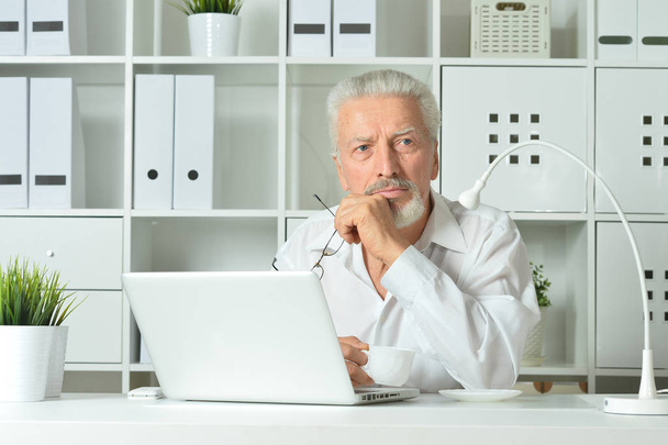 mature man using laptop - Foto, afbeelding