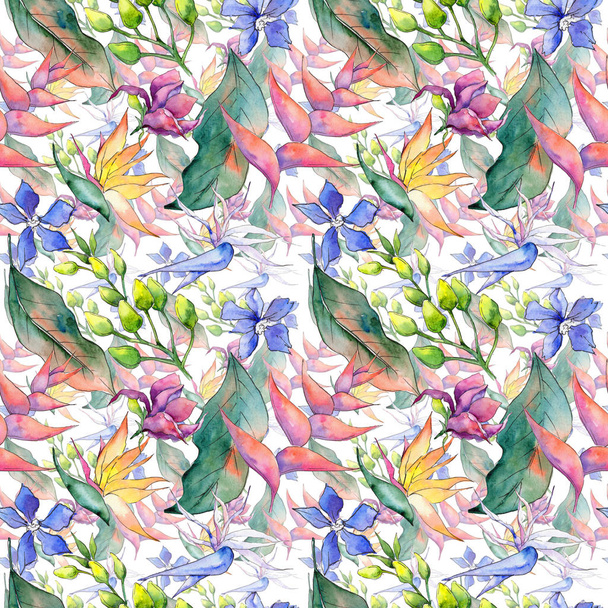 Tropical Hawaii leaves pattern in a watercolor style. - Foto, Imagem