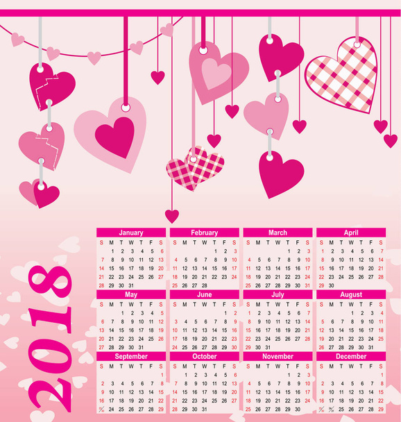Kalender mit rosa Herzen - Foto, Bild