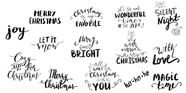 Set of Christmas lettering handwritten - Vector, afbeelding